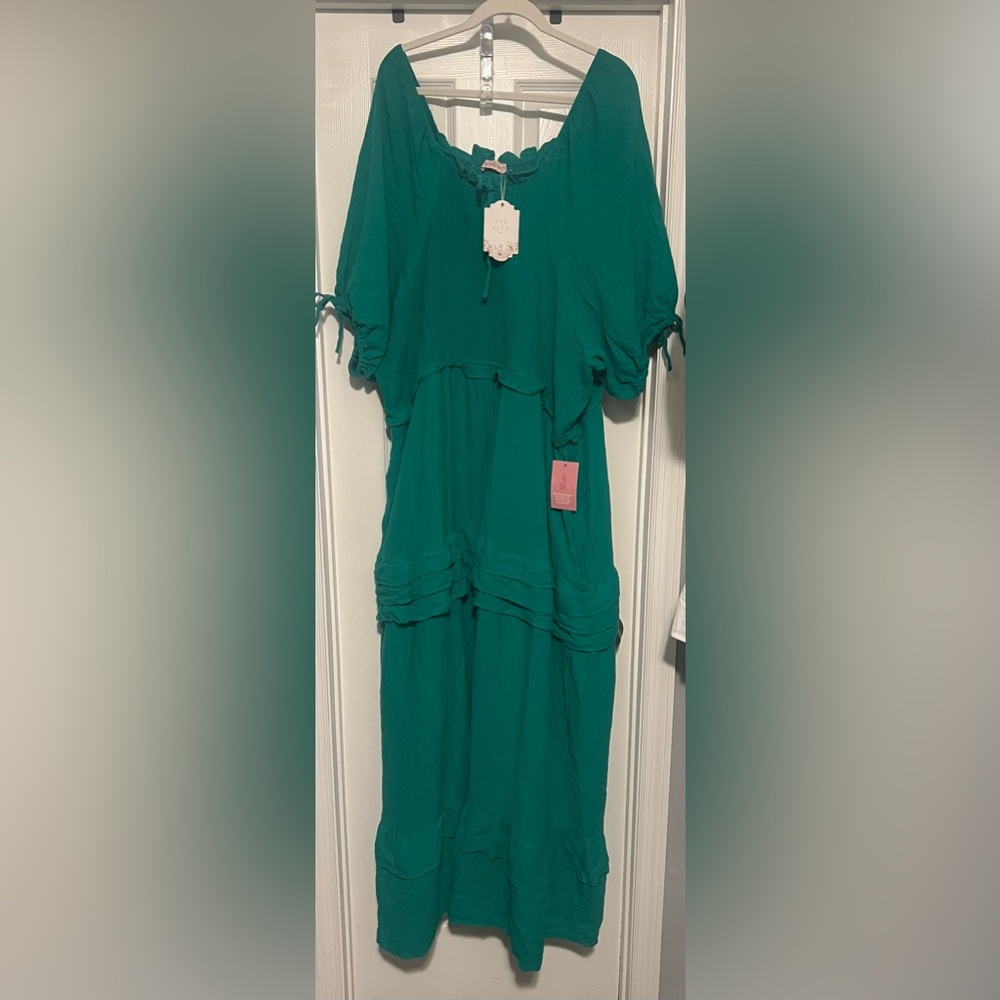 NWT Ivy City Co Green Ruffled Tiered Sundress